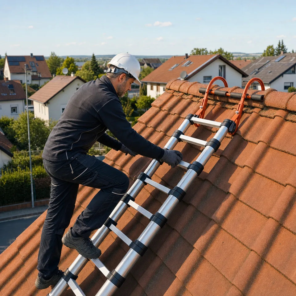 Dachhaken-Set mit Rädern am Dachfirst
